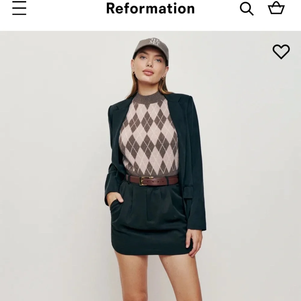 NWT Reformation Corso Cashmere Sweater Vest cropped length argyle pattern print - Picture 6 of 6